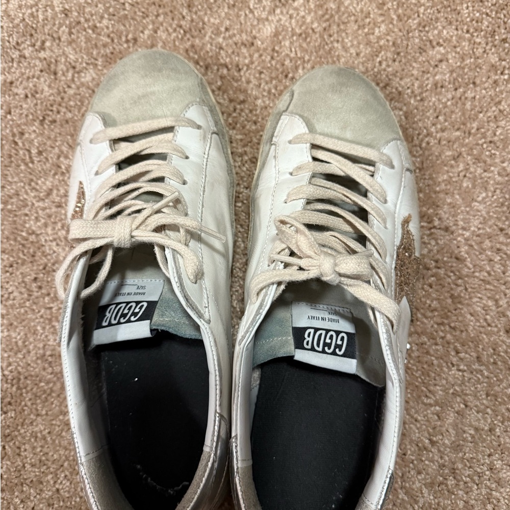 Golden Goose White and Gray Sneakers